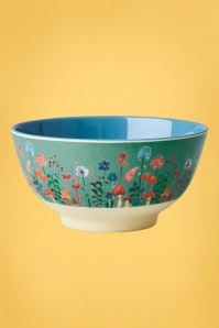 Rice - Melamine Medium Winter Flower Bowl in Green and Blue 2