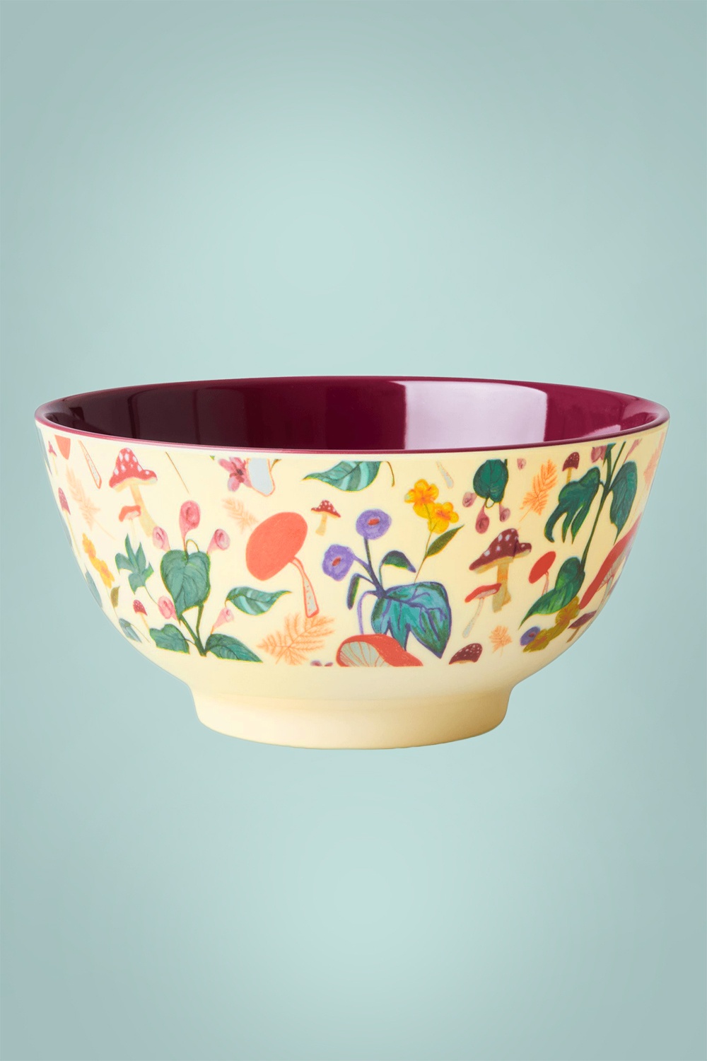 Rice - Melamine Medium Mushroom schaal in room en aubergine 2