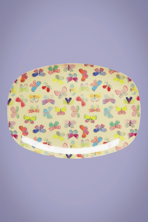 Rice - Melamine Rectangular Butterfly Plate in crème 2