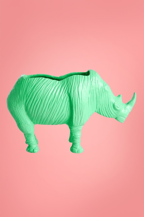 Rice - Metal Rhino bloempot in neongroen 3