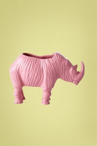 Rice - Small Metal Rhino Flower Pot in Pink 3