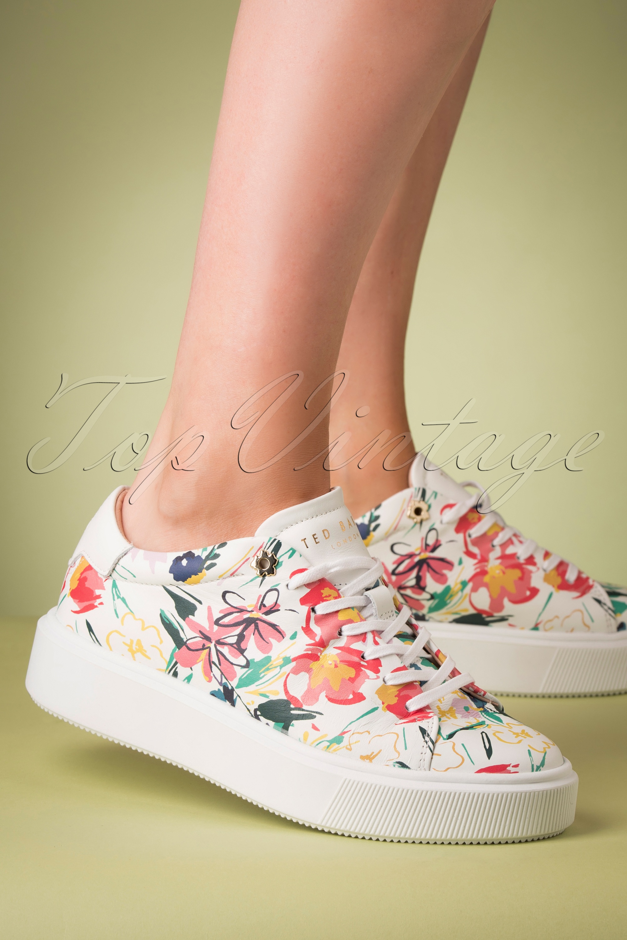 50s Lonnia Floral Sneakers in Ivory