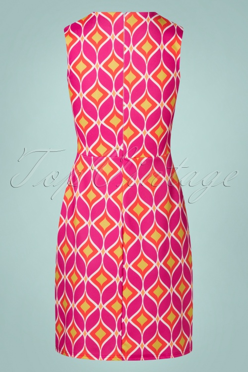 Vintage Chic for Topvintage - Dixie retro jurk in roze en oranje 2