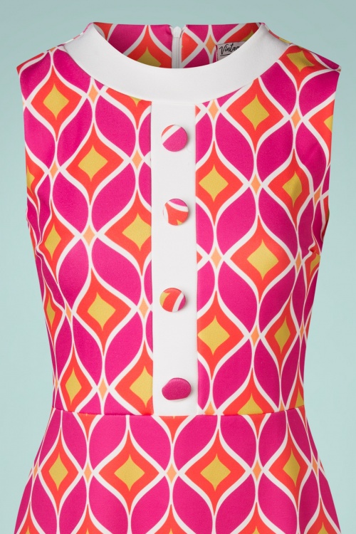 Vintage Chic for Topvintage - Dixie Retro Kleid in Pink und Orange 3