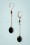 Oval Stone Earrings Años 50 en Negro Azabache