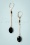 Lovely - Oval Stone Earrings Années 50 en Noir de Jais