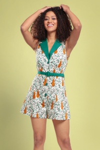 Bright and Beautiful - 60s Lucy Tropical Leopard Playsuit in Multi