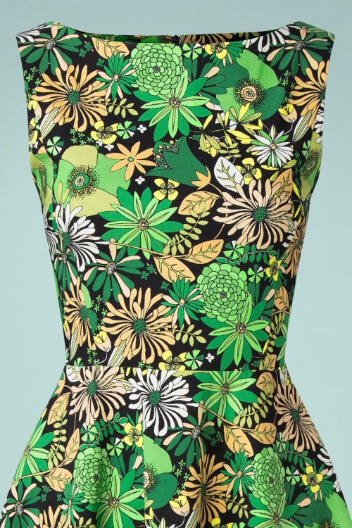 Vintage Chic 43373 Dress Swing Black Flowers Green 22062022 603V