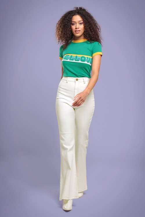 Bright and Beautiful - 70s Donna Jeans in Ivory 2