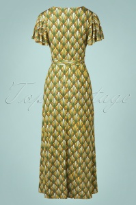 Vintage Chic for Topvintage - Heather Cross Over Maxi Dress Années 70 en Vert Olive 4