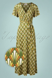 Vintage Chic for Topvintage - Heather Cross Over Maxi Kleid in Olivgrün