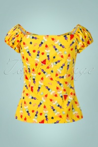 Collectif Clothing - 50s Dolores Fruit BBQ Top in Yellow 3