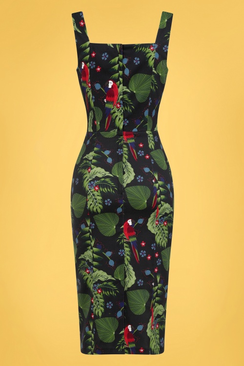 Collectif 41799 Anita Parrot Paradise Pencil Dress Black 20220623 021LW