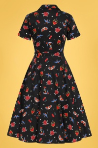 Collectif Clothing - Caterina Old School Swing Dress Années 50 en Noir 4