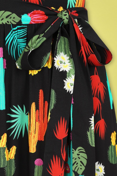 Collectif Clothing - Soraya Cacti Forest Maxi Dress Années 50 en Noir 5