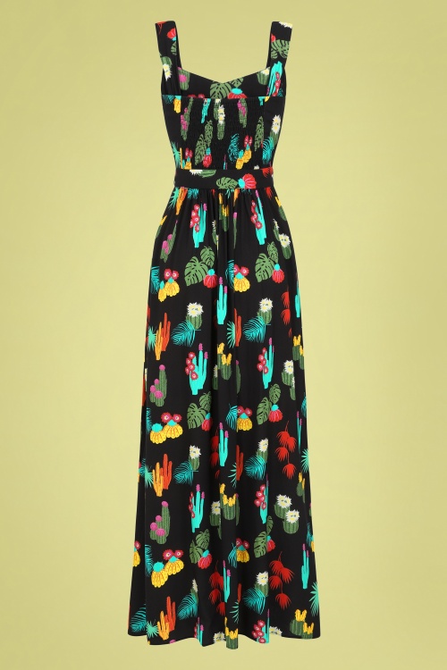Collectif Clothing - Soraya Cacti Forest Maxi Dress Années 50 en Noir 3