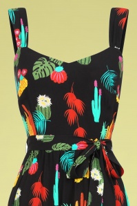 Collectif Clothing - Soraya Cacti Forest Maxi Dress Années 50 en Noir 4