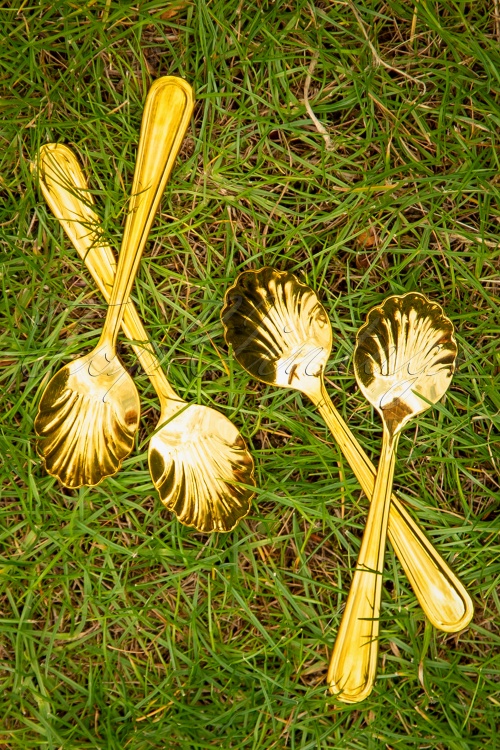 Rice - Stainless Steel Seashell Teaspoons in Gold