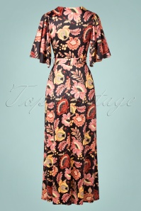 Vintage Chic for Topvintage - Jazzy Cross Over Maxi Kleid in Autumn Flower Schwarz 2