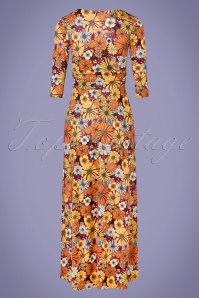 Vintage Chic for Topvintage - 70s Flora Cross Over Maxi Dress in Retro Flower Burgundy 2