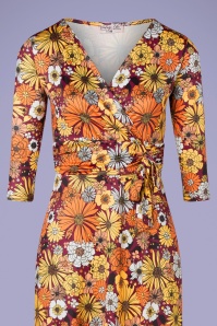 Vintage Chic for Topvintage - Flora cross over bloemen maxi jurk in bordeauxrood 3