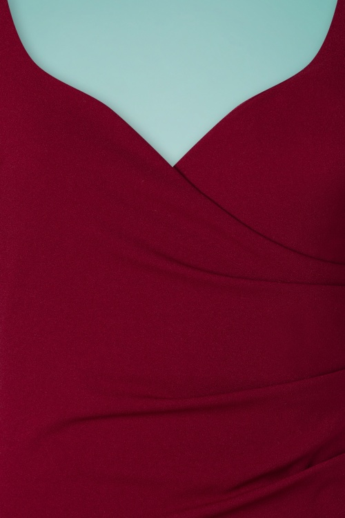 Vintage Chic 43785 Dress Pencil Wine Red 220705 606W