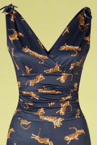 Vintage Chic for Topvintage - Casey Tiger Jumpsuit in donkerblauw 2