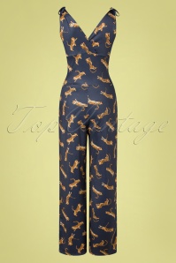 Vintage Chic for Topvintage - Casey Tiger Jumpsuit Années 70 en Bleu Foncé 4