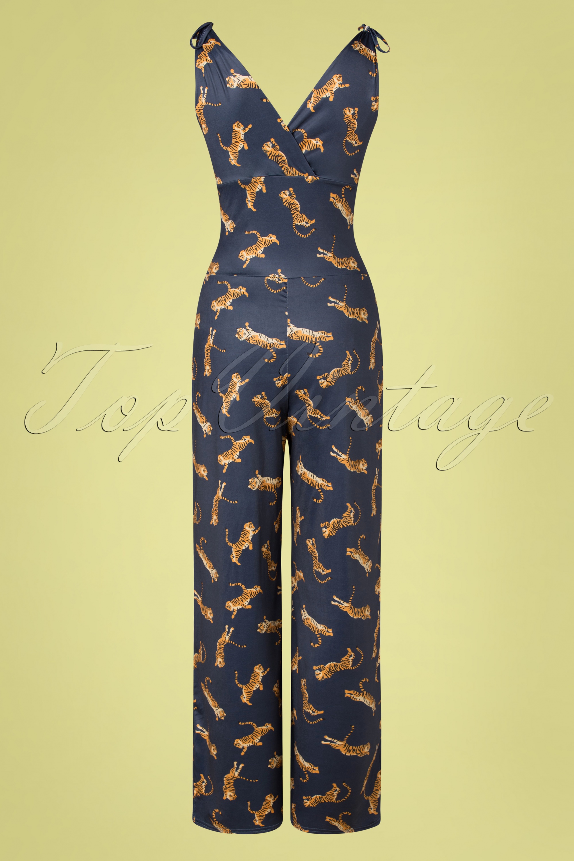 Vintage Chic for Topvintage - Casey Tiger Jumpsuit in donkerblauw 4