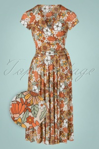Vintage Chic for Topvintage - Layla Floral Cross Over Swing Dress Années 70 en Crème