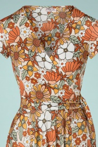 Vintage Chic for Topvintage - Layla Floral Cross Over Swing Dress Années 70 en Crème 2