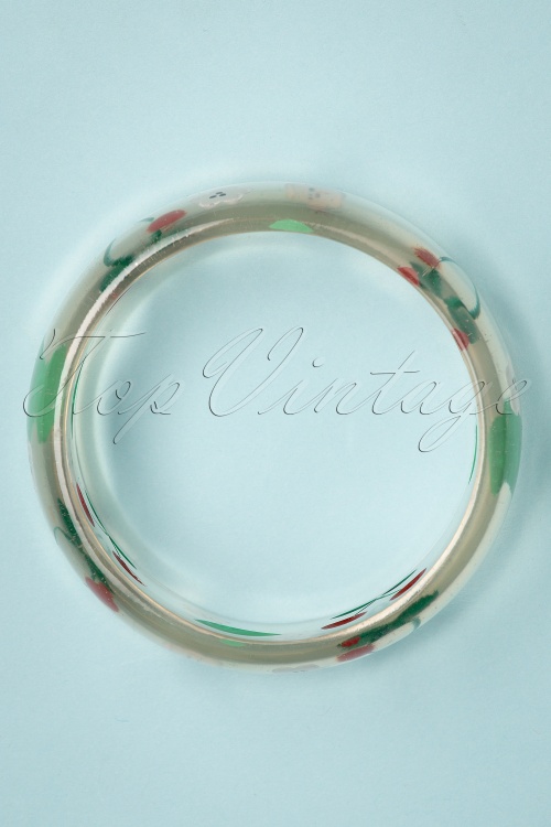 Splendette - TopVintage Exclusive ~ 50s Cherries Wide Clear Bangle  2