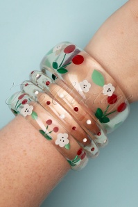 Splendette - TopVintage Exclusive ~ 50s Cherries Wide Clear Bangle  3