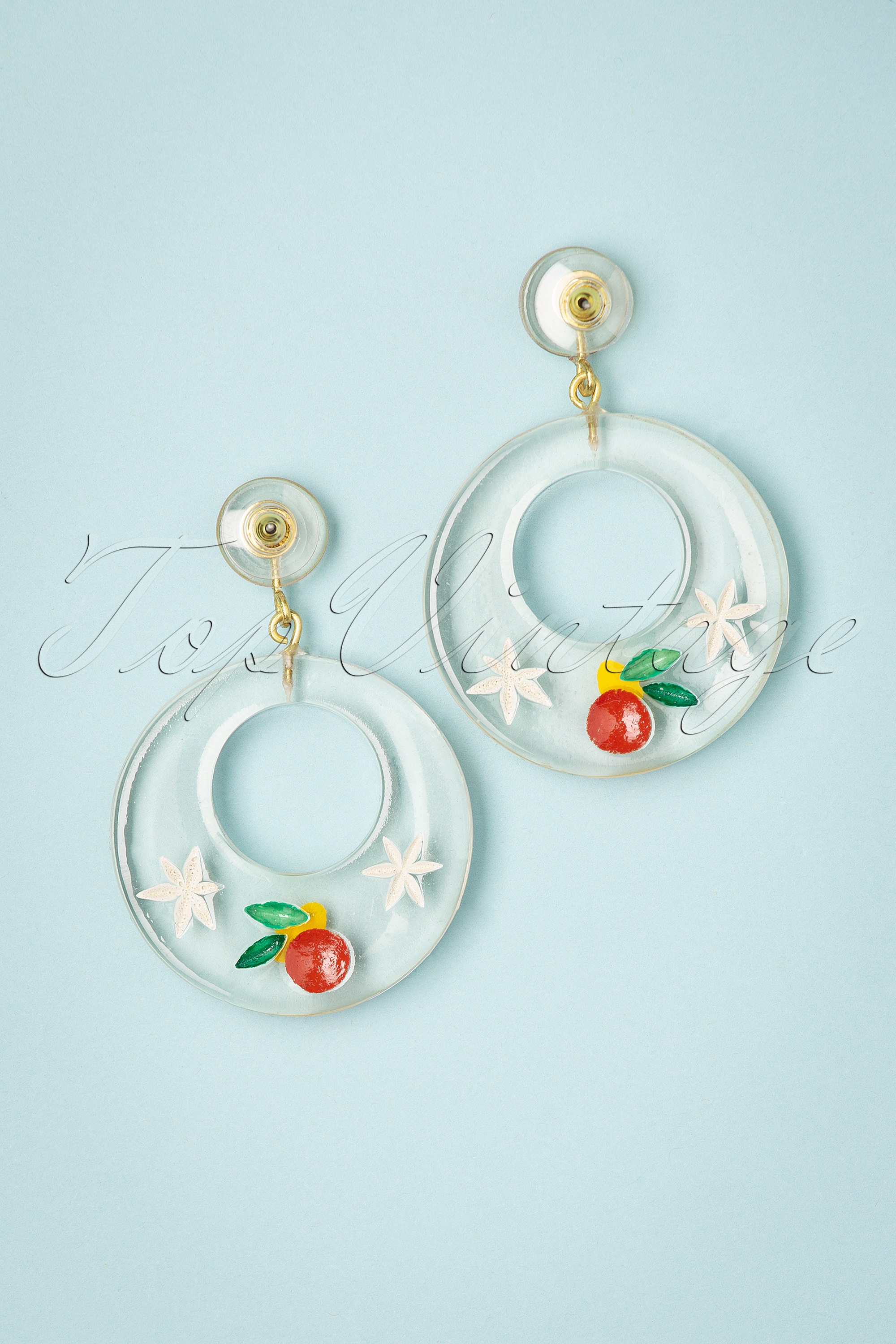 Splendette - Topvintage Exclusive ~ Citrus Clear Drop Hoop Oorbellen 2