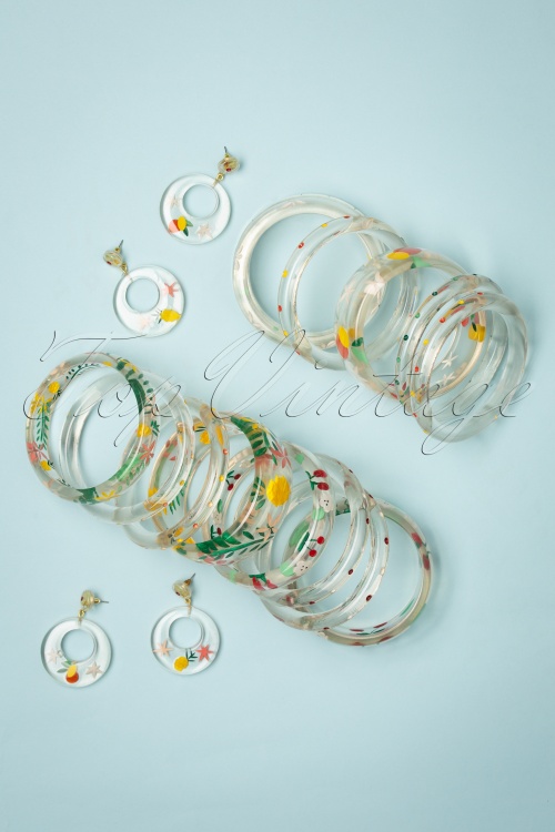 Splendette - Exclusivité TopVintage ~ Citrus Clear Drop Hoop Earrings Années 50 3