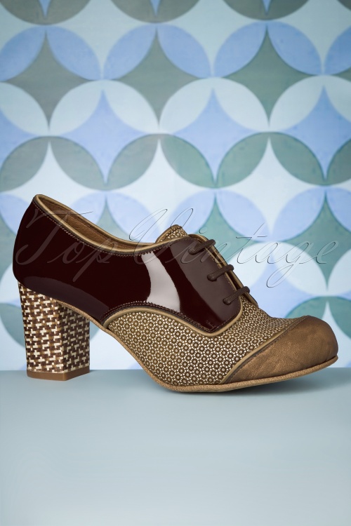 Nemonic - Nice Crochet Leder Schuh Stiefeletten in Bronze und Burgund 2
