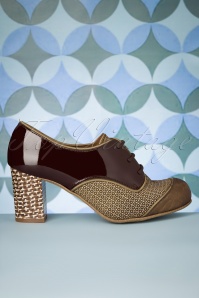 Nemonic - 60s Nice Crochet Leather Shoe Booties in Bronze and Burgundy 5