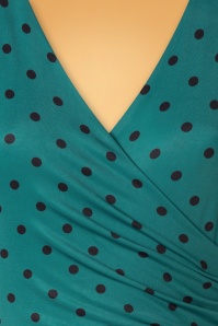 Vintage Chic for Topvintage - Caryl polkadot swingjurk in groenblauw  3
