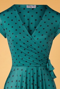 Vintage Chic for Topvintage - 50s Caryl Polkadot Swing Dress in Teal Blue 2