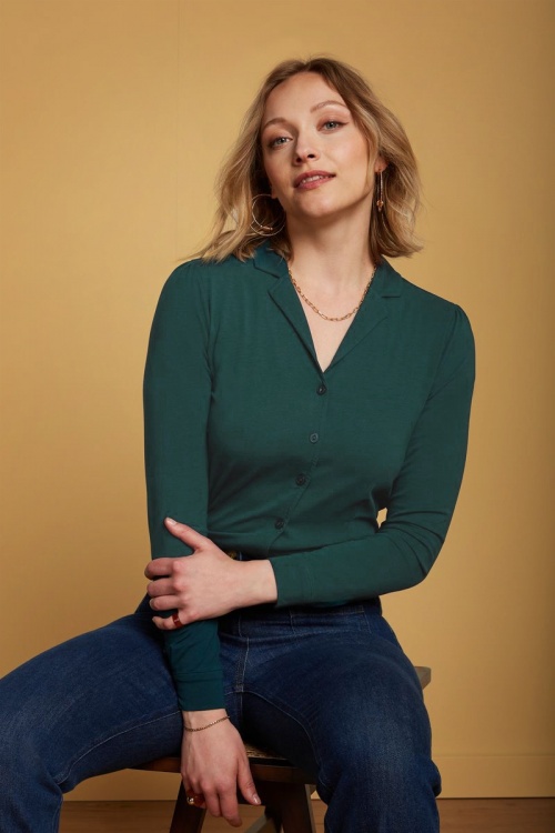 King Louie - 60s Patty Light Blouse in Pine Green