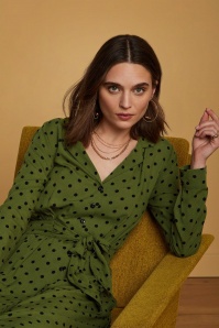 King Louie - 60s Daisy Pablo Dress in Olive Green 2