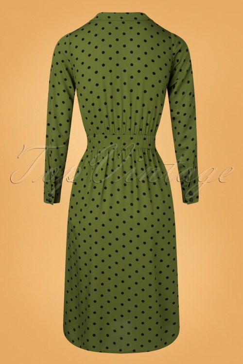 King Louie - 60s Daisy Pablo Dress in Olive Green 3