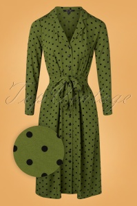King Louie - 60s Daisy Pablo Dress in Olive Green