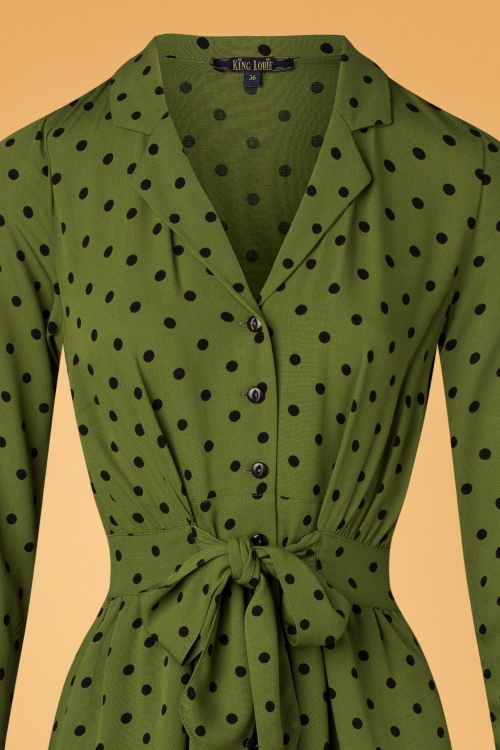 King Louie - 60s Daisy Pablo Dress in Olive Green 4