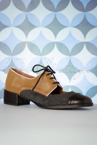 Nemonic - 60s Madison Leather Shoes in Black and Camel