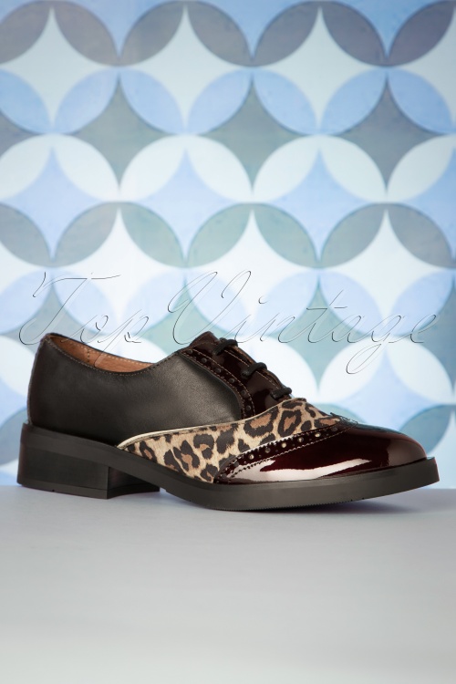 Nemonic - Midy Oxford Shoes Années 60 en Noir et Léopard