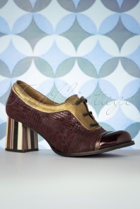 Nemonic - 60s Amelie Leather Shoe Booties in Burgundy