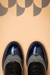 Nemonic - Midy lederen Oxford laarzen in zwart en blauw 2