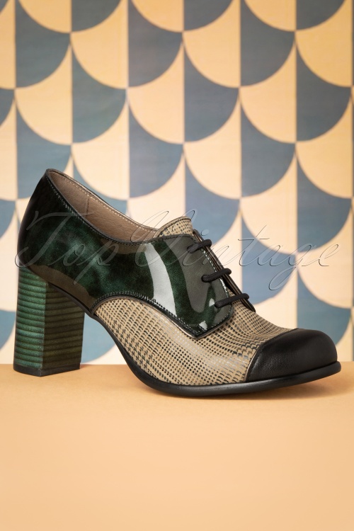 Nemonic - 60s Agnes Sauvage Leather Shoe Booties in Green