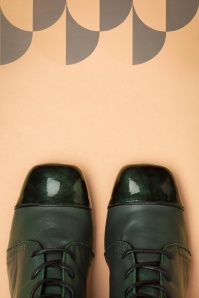 Nemonic - Celine Leather Lace Up Boots Années 60 en Vert 2